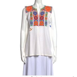 Mi Golondrina- Cream with Multicolor Accents Top